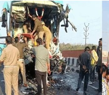 ਸ਼ਰਧਾਲੂਆਂ ਨਾਲ ਭਰੀ ਬਸ ਦੇ ਡੰਪਰ ਨਾਲ ਟਕਰਾਉਣ ਕਾਰਨ ਪੰਦਰਾਂ ਜ਼ਖ਼ਮੀ